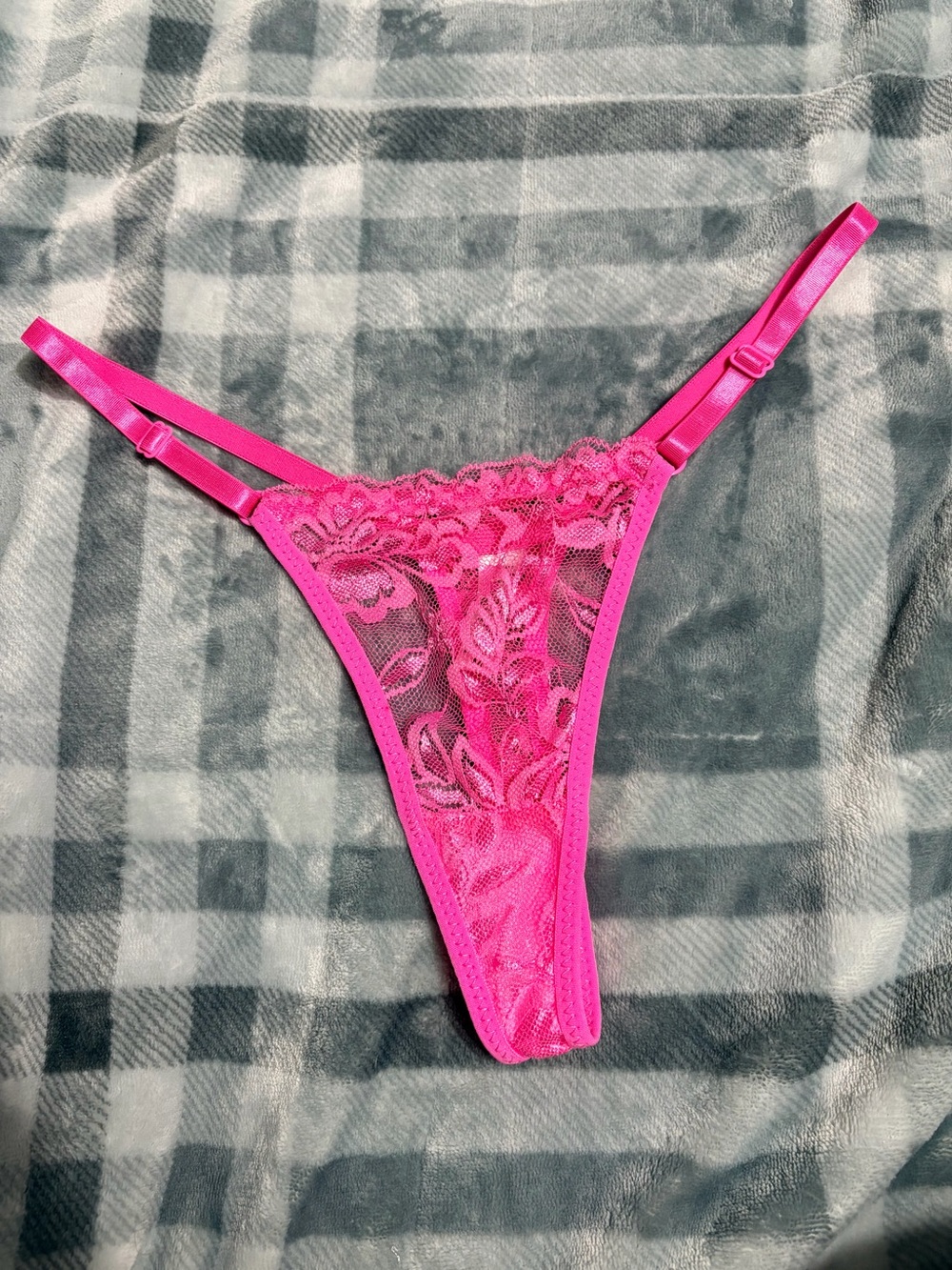 Hot Pink Lace Strappy Thong